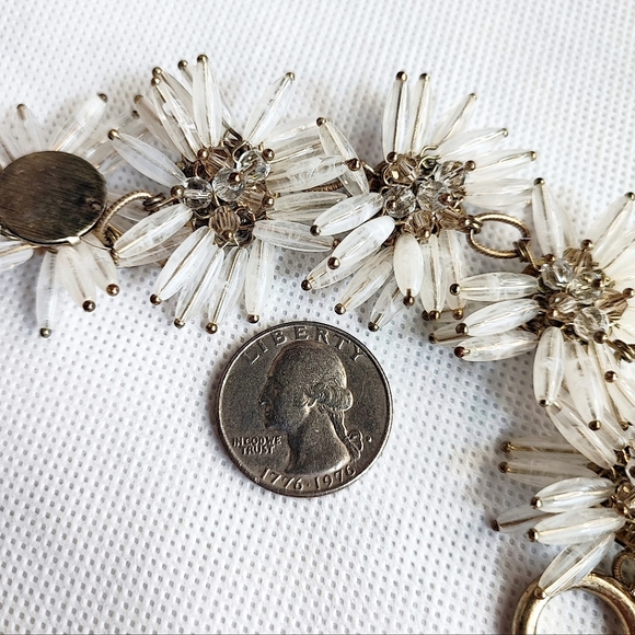 Talbots Matte Brass Tone Fireworks Firecracker Spikey Lucite Snowflake Bracelet - Picture 7 of 10